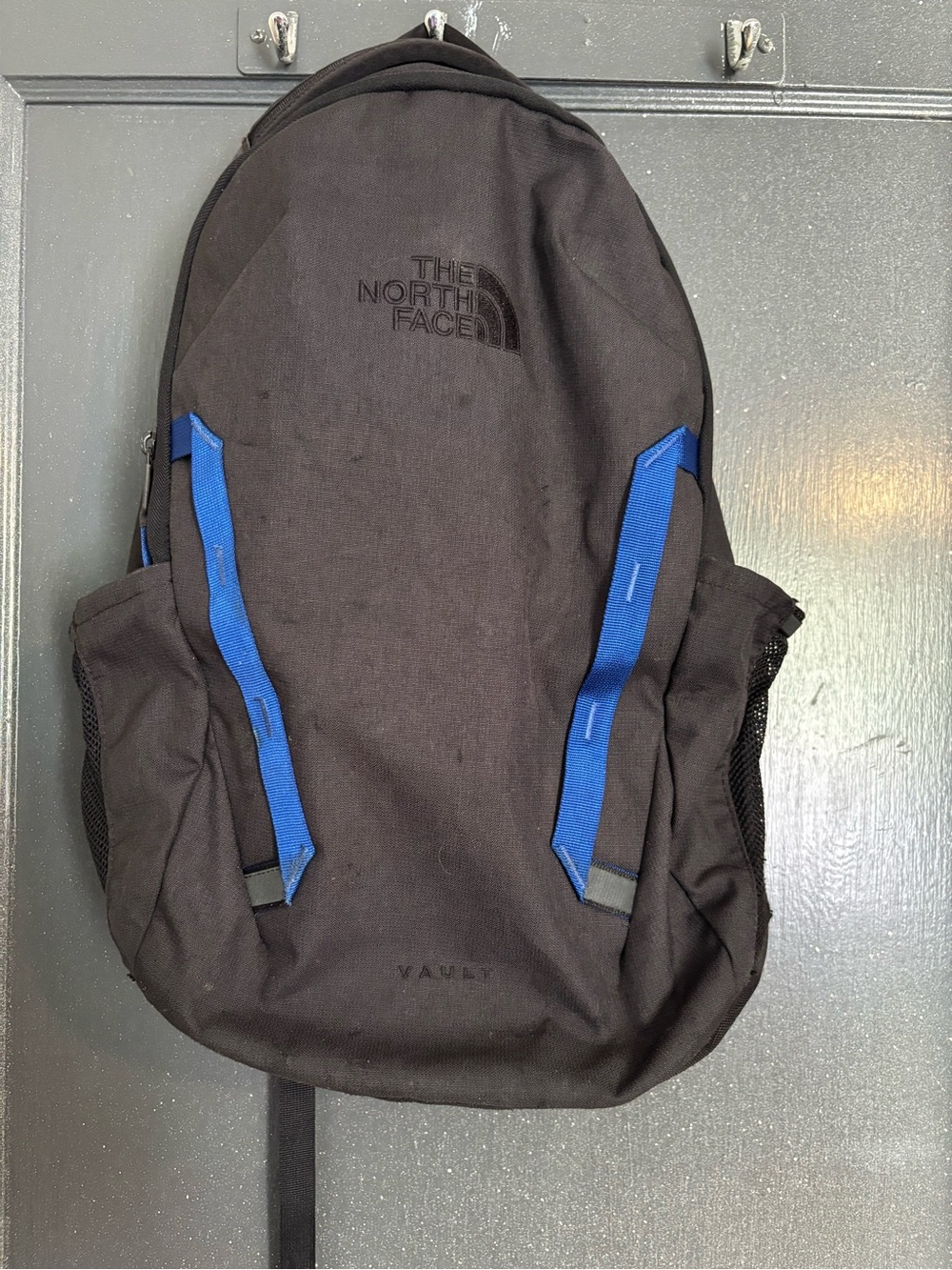 The North Face Black Backpack with Blue Accent Straps